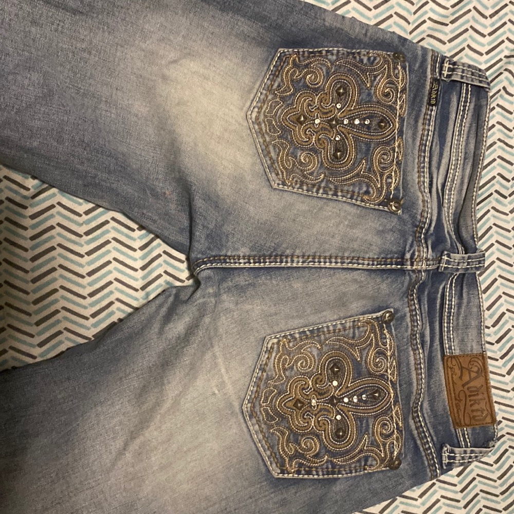 Adiktd bootcut jeans with super cute bling and stitching.